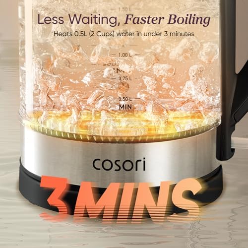 Cosori Electric Kettle, No Plastic Contact with Water, 1.7L, Black - Image 3