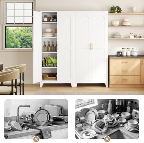 Zevemomo 71" Metal Pantry Cabinet, Tall Metal Storage Cabinet for Kitchen