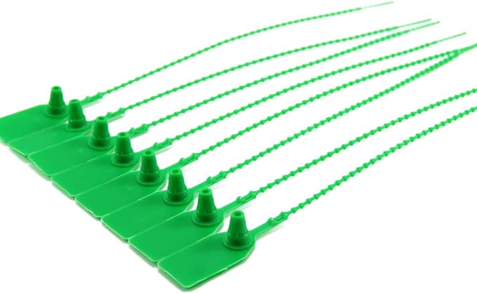 1000 Numbered Plastic Security Seals Pull Tight Tamper Evident Tags Disposable Self-Locking Zip Ties Pull Tite Tags for Fire Extinguisher 250mm (Green)