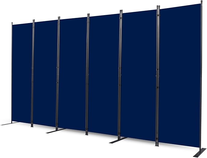 Room Divider, 6 Panel Folding Privacy Screens with Wider Support Feet, 6 Ft Portable Room Partition for Room Separator, 132" W X 71" H, Navy Blue