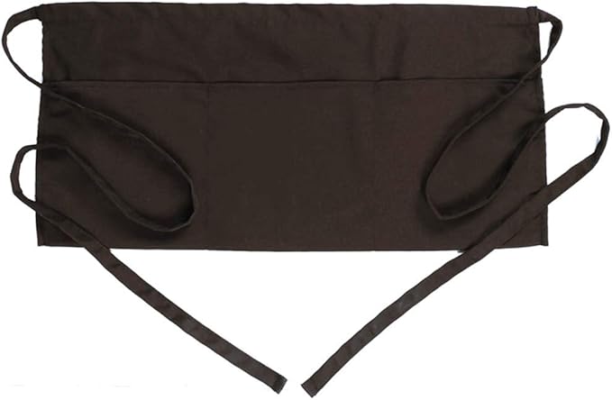 BOHARERS Waist Apron with 3 Pockets - Black Waitress Waiter Server Short Aprons