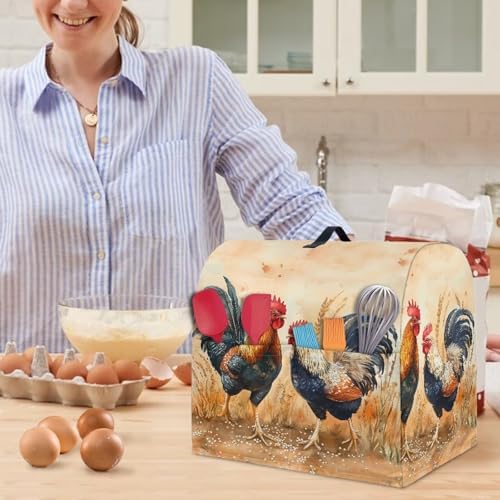 Stand Mixer Cover Dust Protector Cover Rooster Mixer Covers Compatible with 5-8 Quart Kitchen Aid Mixer Kitchen Decor Appliance Covers with 2 Pockets