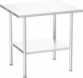 All-Stainless Steel Prep Table, 30 X 36 Inch, with Rounded-Edges and Adjustable Undershelf, Heavy-Duty Build for Outdoor Use,Restaurants,Hotels,Workshops,Kitchens,Gardens, and Garages