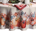 Botanical Harvest Pumpkin Engineered Tablecloth, Multicolor - 70" W x 70" L Round