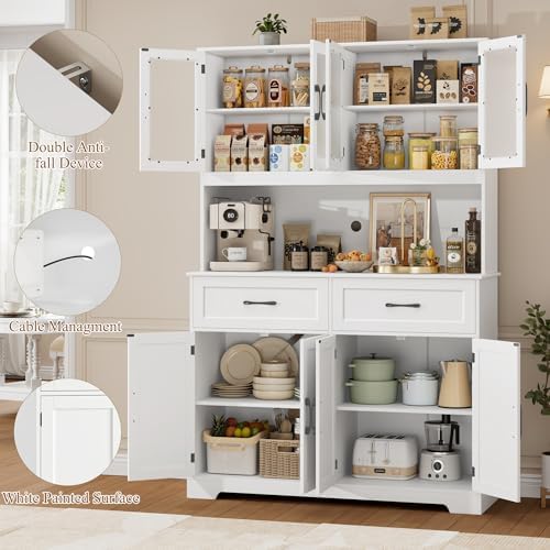 BOTLOG 71" Large Pantry Storage Cabinet with Microwave Stand