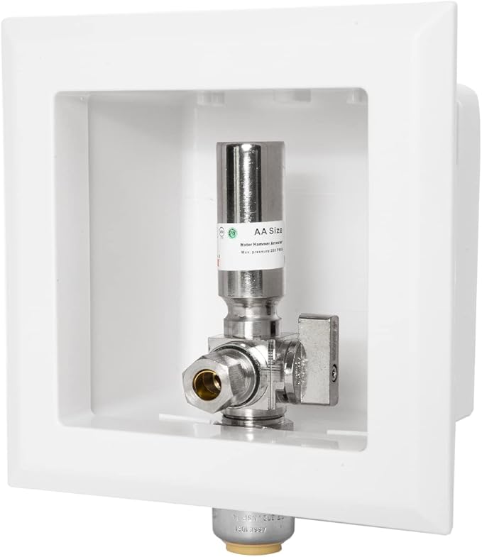 EFIELD Dishwasher Outlet Box, Push-fit Pre-Assembled,1/2-Inch Push-Fit Connection with Installed 1/4-Turn Stop Angle Valve, Stainless Steel Water Hammer Arrestor,(DW015)