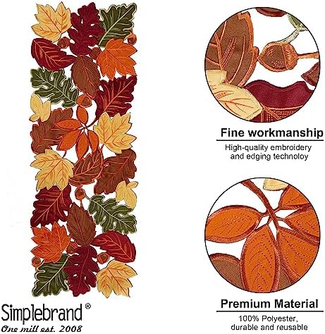 Simplebrand Harvest Fall Table Runner 36 Inches Long for Thanksgiving