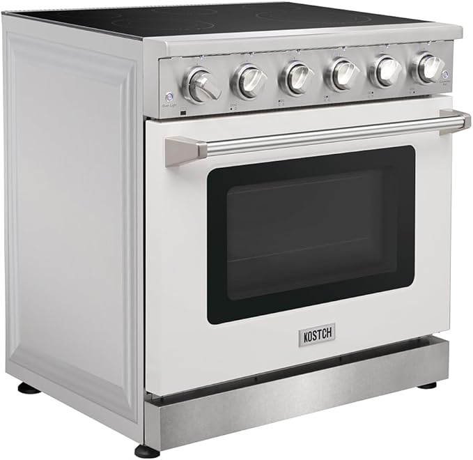 KOSTCH 36 inch Professional Electric Range with 5 Heating Elements Cooktop, 6.0 Cu. Ft. Convection Oven Capacity,Electric Stove Smooth Glass Top, in Stainless Steel KOS-36RE06H (White)
