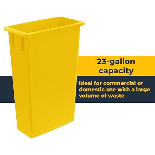 3 pack 23 Gallon Waste Bin with Swing Lid, Heavy-Duty Trash Can, Slim Rectangular Garbage Bin, Durable Waste Container, Recycling Bin, Plastic Wastebasket for Kitchen, Garage, Restaurants, Office