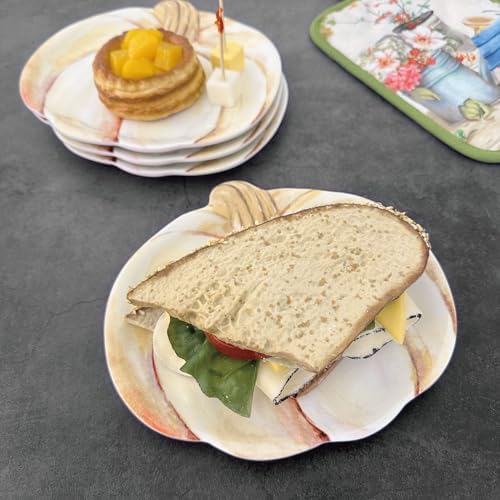 UP Ivory Pumpkin-Shaped Melamine Plates - Fall Harvest Theme, BPA-Free, Dishwasher Safe, for Appetizers, Dessert, Snacks, and Thanksgiving, Cream White, 7.875 x 7 Inch, Set of 4