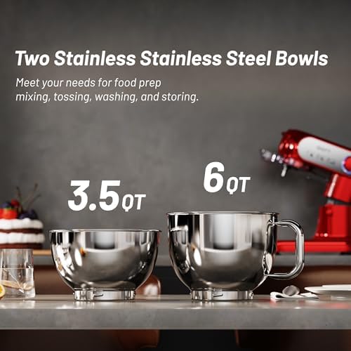 Stand Mixer, 3.5QT&6QT Bowls Mixers Kitchen Electric Stand Mixer Red