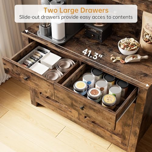 IDEALHOUSE 63" Kitchen Pantry Cabinet with Drawers, Storage, Rustic Brown
