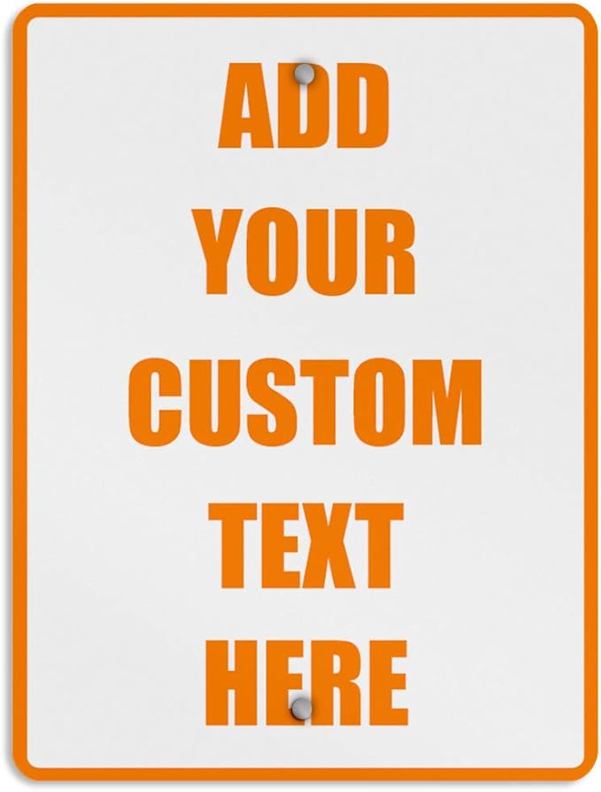 Aluminum Weatherproof Metal Sign Multiple Sizes Custom Personalized Text Here White Orange Warning Vertical Street 18x24Inches