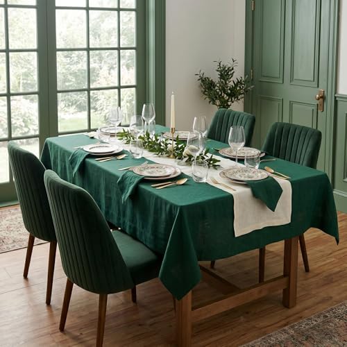Solino Home 100% Pure Linen Table Runner Ivory Extra Long, Fete 14 x 120 in