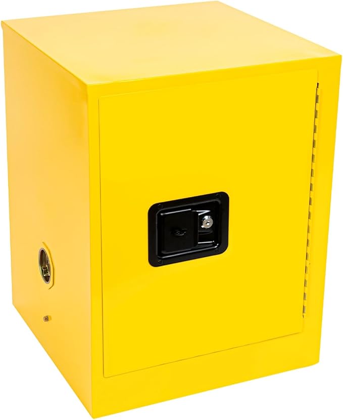 Safety Cabinet Fireproof Flammable Chemicals Storage Cabinet Industrial Cabinets Leak-Proof Bins Welded Bin Locker with Adjustable Board for Commercial/Industrial Environments (4Gallon Yellow)