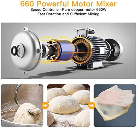 Stand Mixer 7.5QT 10-Speed 660W Tilt-Head Kitchen Electric Food Cake Mixer with Stainless Steel Bowl, Whisk, Dough Hook, Beater & Splash Guard, Silver
