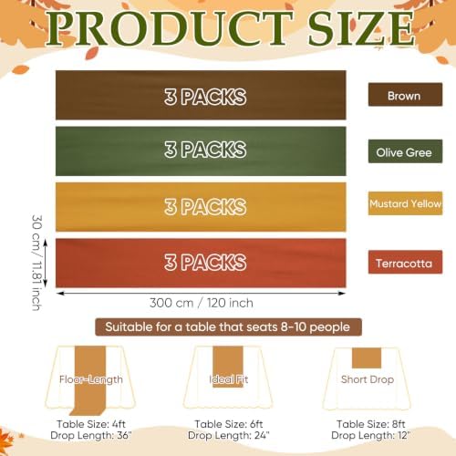 12 Pcs Thanksgiving Fall Party Decorations Boho Table Runner