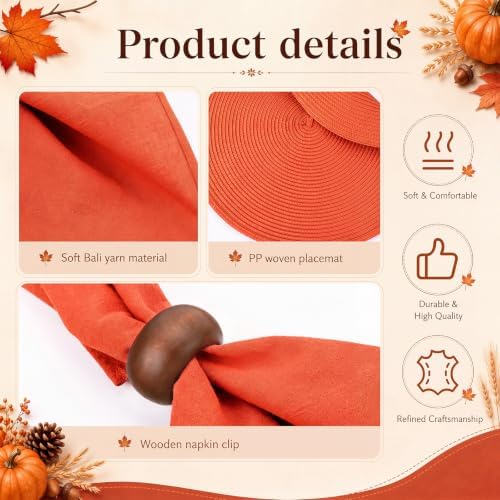 Fanfanwin 19 Pcs Fall Table Runner Placemat Set Thanksgiving Decor