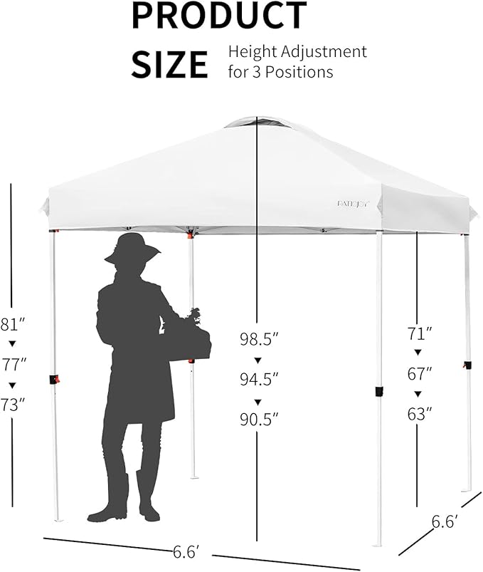 Tangkula Outdoor Pop-up Canopy Tent, 6.6 x 6.6 FT Height Adjustable Commercial Instant Canopy w/Portable Roller Bag, 4 Weight Bags, Outdoor Camping Sun Shelter for Camping, Party