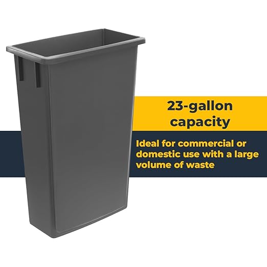 3 Pack 23 Gallon Waste Bin, Heavy-Duty Trash Can, Slim Rectangular Garbage Bin, Durable Waste Container, Recycling Bin, Plastic Wastebasket for Kitchen, Garage, Hotels, Restaurants, Office
