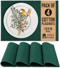 100% Cotton Ribbed Placemats - Set of 4-13 x 19 Inches - Peacock Green - Everyday Cloth Table Mats - Thick Construction, Washable & Reusable Cloth Place Mats - by AVKA Studio