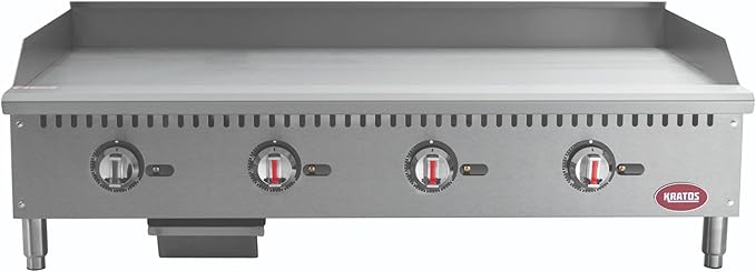 Kratos 48" Wide Commercial Restaurant Gas Countertop Griddle, Thermostatic Controls, 4 Burners, 120,000 BTU Output (29Y-009)
