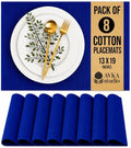100% Cotton Ribbed Placemats - Set of 8-13 x 19 Inches - Royal Blue - Everyday Cloth Table Mats - Thick Construction, Washable & Reusable Cloth Place Mats - by AVKA Studio