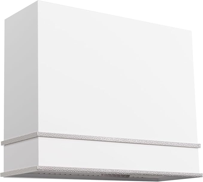 Akicon Range Hood 36 Inch, Stainless Steel Ducted Kitchen Hood with Powerful Motor, Wall Mount Modern Box, 36W X 30H X 14D Inch, AK-HS36HA-SWN (Signal White with Nickel)