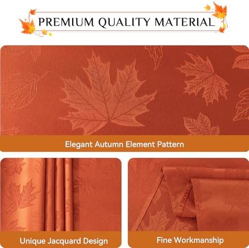 Softalker Fall Jacquard Rectangle Tablecloth, 60 x 102 Inch Burnt Orange