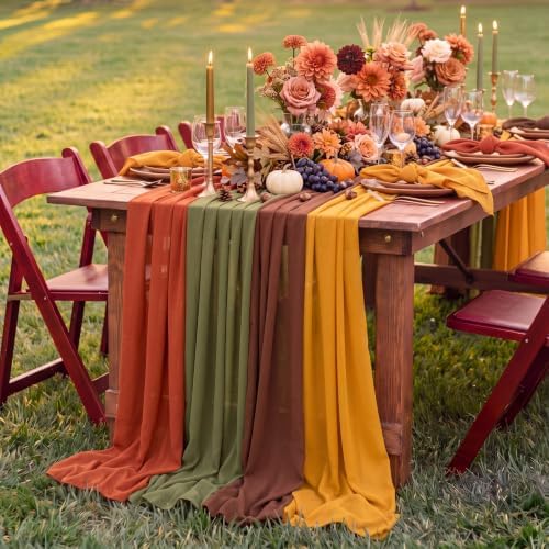 12 Pcs Thanksgiving Fall Party Decorations Boho Table Runner