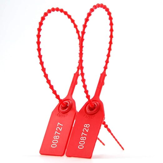 1050 PCS Red Numbered Security Zip Ties for Fire Extinguisher Plastic Tamper Evident Seal Tags Pull Tite Self-Locking Disposable Safety Locks
