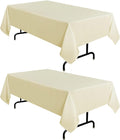 sancua 2 Pack Beige Tablecloth 60 x 120 Inch, Rectangle 8 Feet Table Cloth - Stain and Wrinkle Resistant Washable Polyester Table Cover for Dining Tables, Buffet Parties and Camping