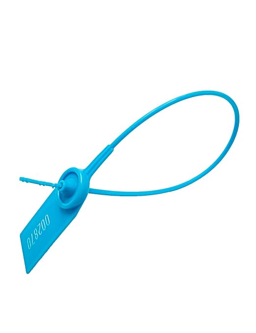 Plastic Numbered Security Seal Pull Tight Padlock Safety Tag Tamper Proof Tie Disposable Self-Locking Seals 11” Length,100pcs,Blue