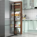 KEIKI 7 Tier Pull-Out Kitchen Pantry Storage Cabinet, Multi-Tier Single-Sided Open Shelf, Spice Rack Next to Fridge, Wood Hutch Food Pantries Cupboard for Coffee Bar, Dining Room, Narrow Spaces