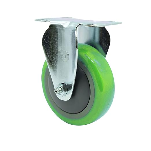 Service Caster Brand Replacement Caster for Uline Caster H-5539R-Rigid Top Plate Caster with 4 Inch Green Polyurethane Wheel-Light Duty Replacement Caster- Fits Cart, Dollies and Poly Box Truck H-1956