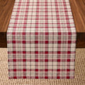 Solino Home 100% Pure Linen Table Runner Plaid, Almond Plaid 14 x 132 in
