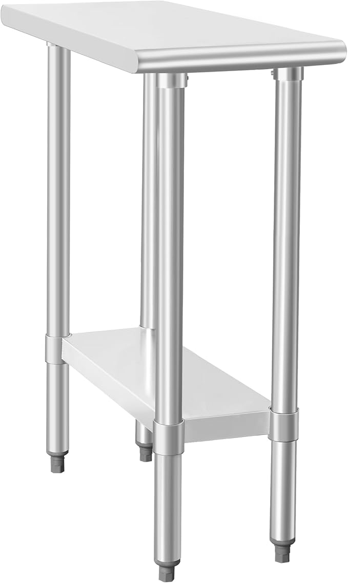 HARDURA Stainless Steel Work Table Commercial 30×12 Inches Kitchen Prep Table and Heavy Duty Commercial Workbench NSF 430 with Undershelf and Galvanized Legs