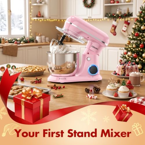 CEBORY Stand Mixer, 4QT 10+P-Speed Electric Kitchen Mixer with Bowl