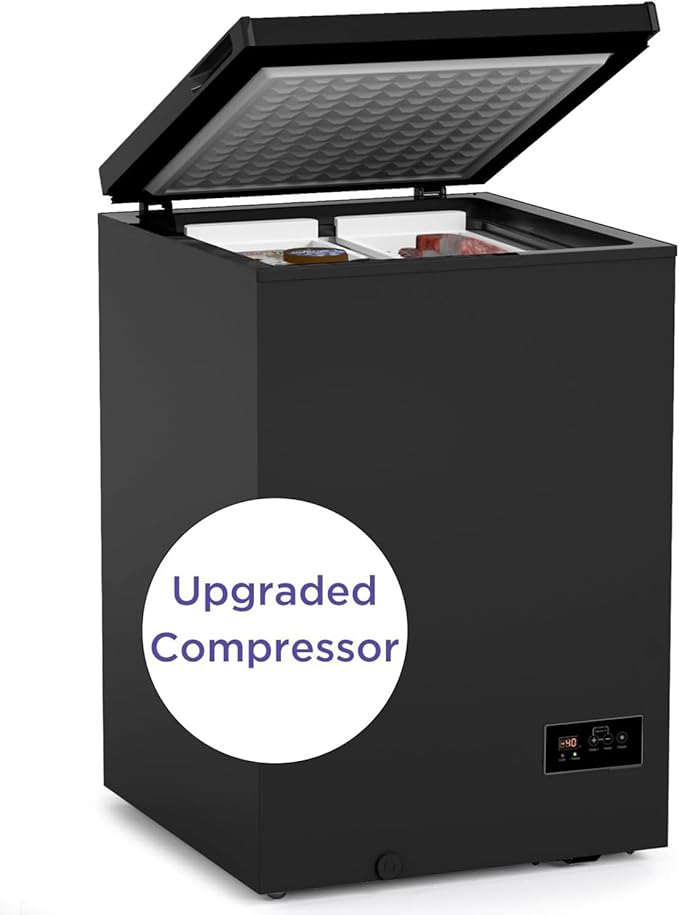 ADT Chest Freezer Free-Standing Top Door Freezers 6.8℉ to -4℉ (3.5 Cubic Feet, CBlack)