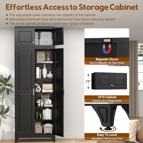 UNICOLY 90.8" Kitchen Pantry Cabinet, Metal Storage Cabinet with 5 Shelves