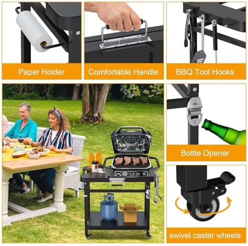 Foldable Cart for Ninja Woodfire Grill Stand OG700/OG800/OG900/OG321/OO101
