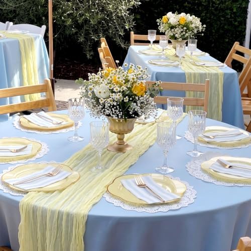 6 Pcs Butter Yellow Cheesecloth Table Runner 118" Cloth Runner