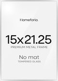 Homeforia 15x21.25 Silver Puzzle Frame, High End Metal 15 x 21.25 Picture Frames without Mat, 21.25x15 Thin Silver Poster Frame for Wall, 15by21.25 Puzzle Art Frame, Tempered Glass, Wall Kit, Set of 1