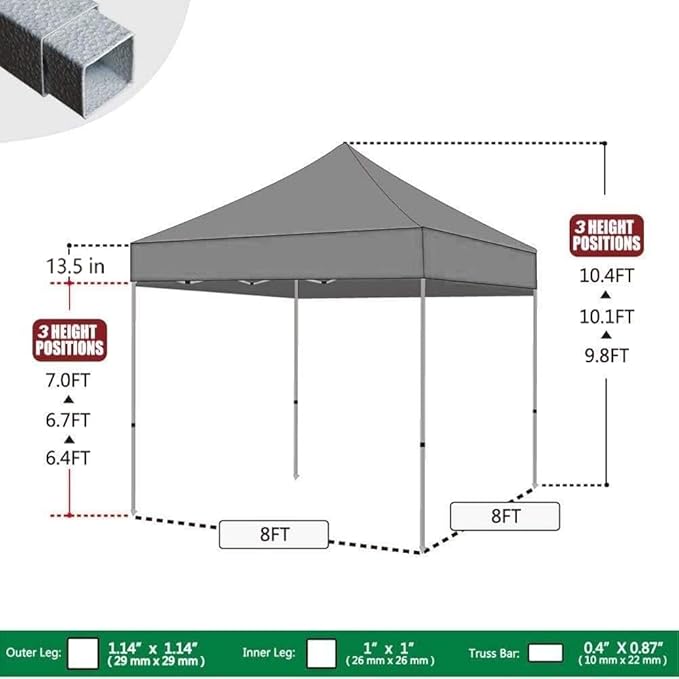Eurmax USA 8'x8' Pop Up Canopy Tent Commercial Instant Canopies with Heavy Duty Roller Bag,Bonus 4 Sand Weights Bags (Burgundy)