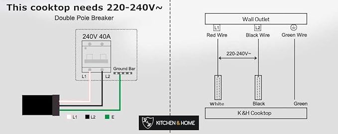 K&H 4 Burner Electric Cooktop - 30 Inch Built-In Radiant Ceramic Stove Top with 9 Power Levels & Touch Control, Compatible with All Cookware, 240V, 8000W High-Power Built-in Electric Stove, CE304-8007