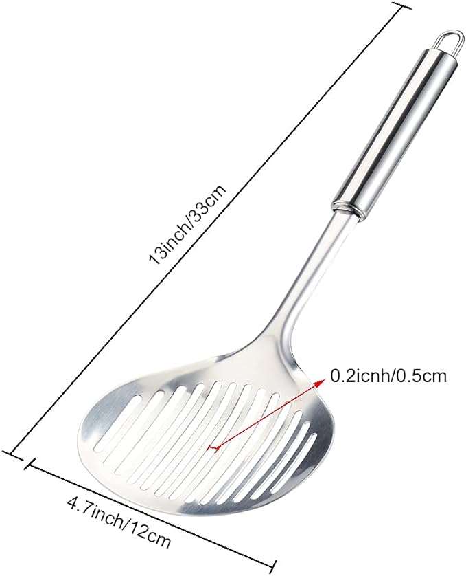 TENTA Kitchen Multi Kitchen Utensil Stainless Steel Cooking Skimmer Slotted Fish Turner Spatula Spoon Colander Drain Water Filter Spoon Hot Pot Scoop Comfortable Grip Design Strainer Ladle for Kitchen