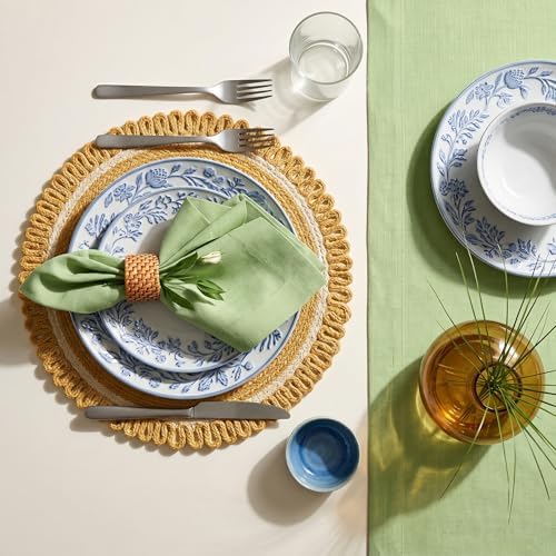 Solino Home 100% Pure Linen Napkins Laurel Green, Fete 20 x 20 in, Set of 4