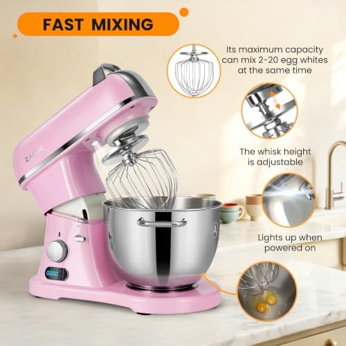 ZACME 8.4QT Commercial Stand Mixer 800W with Aluminum Die Casting Meets the Standard of NSF/ANSI 8-2023, Mixers Kitchen Electric Stand Mixer with Stainless Steel 8L Bowl, Dough Hook, Whisk and Beater