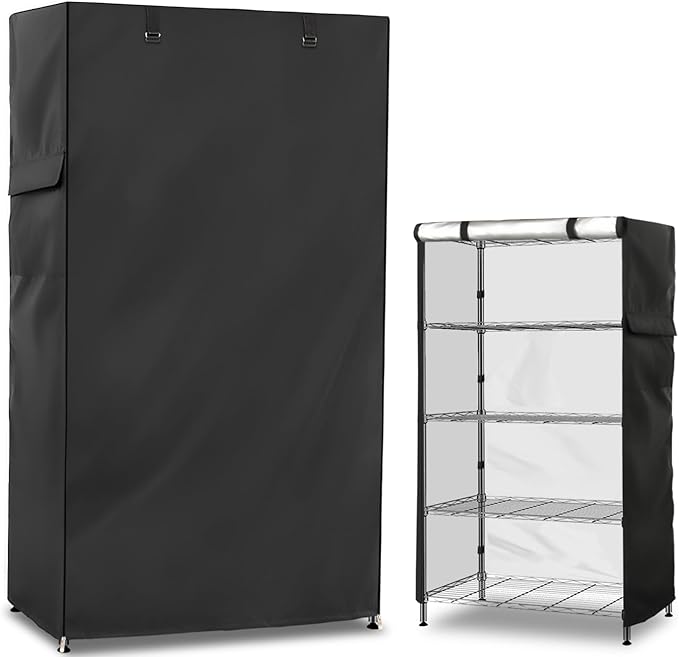 Wire Shelf Cover,600D Heavy Duty 100% Waterproof Shelf Covers for Wire Shelving,Outdoor Storage Shelves Cover for Metal Rack,42" W x 18" D x 72" H,Black