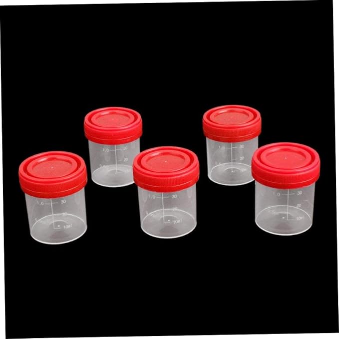 Measuring Cup Plastic Graduierten Measuring Cup Sterile Container with Lid 40ML 5Pcs Random Color